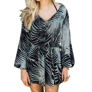 Black and White Lace Neck Romper